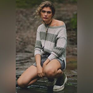 Pilcro Boat Neck Striped Sweater